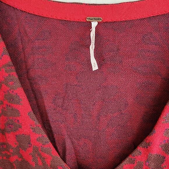 Free People Music and Lyrics Damask Knit Long Sleeve Sweater Dress Red S NWT - Picture 6 of 13